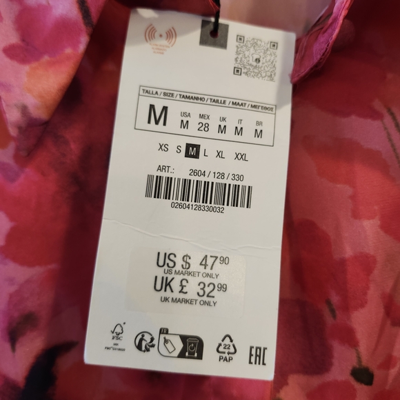 Zara Pink Floral Button-Up Blouse - Picture 4 of 7